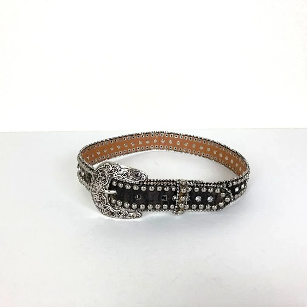 Nocona Genuine Leather Camo Belt Size 24 Crystals Studs Rodeo Kids Women